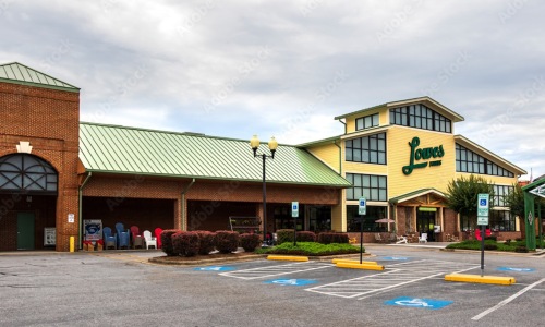 a building with a parking lot