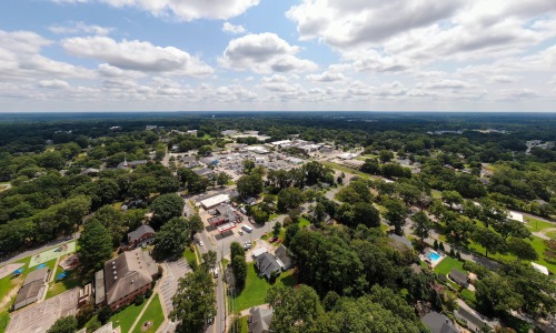 an aerial view of a city
