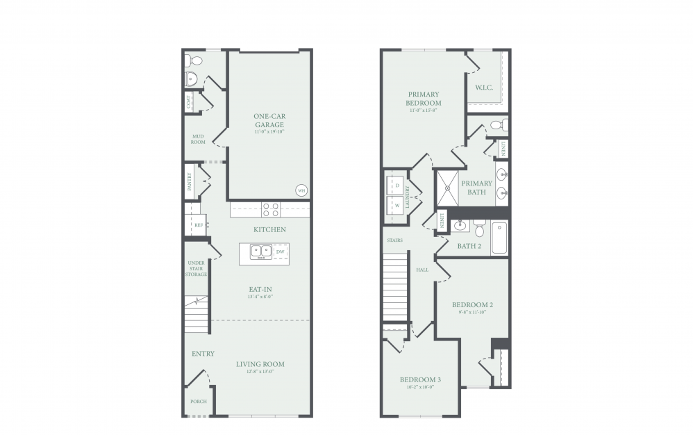 Cannalily - 3 bedroom floorplan layout with 2.5 baths and 1470 square feet. (2D)