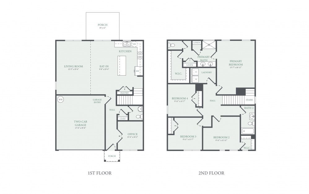 Lancaster - 4 bedroom floorplan layout with 2.5 baths and 2160 square feet. (2D)