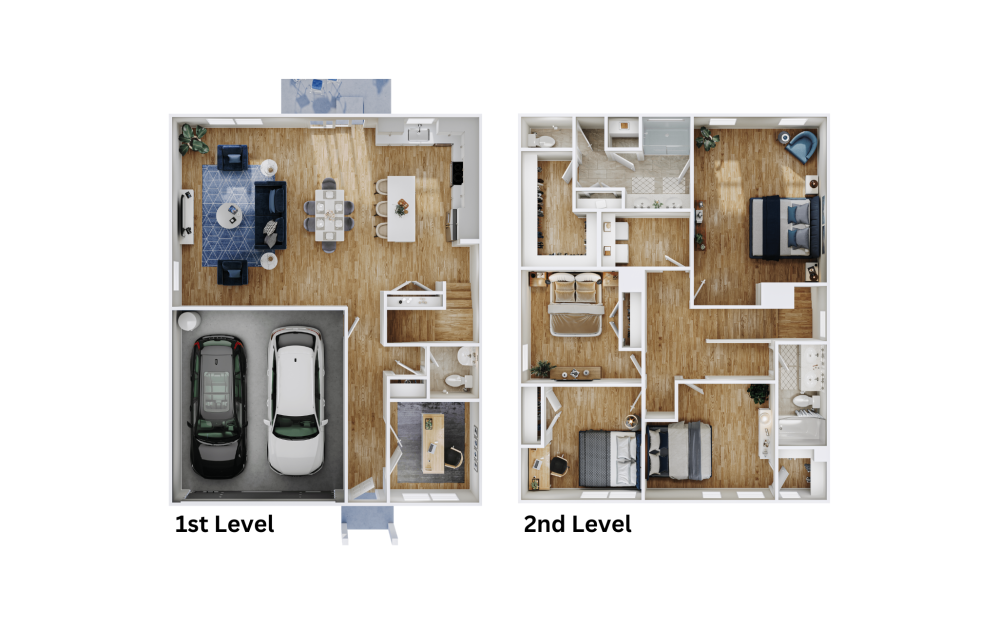 Lancaster - 4 bedroom floorplan layout with 2.5 bathrooms and 2160 square feet (3D Floorplan
, 3D)