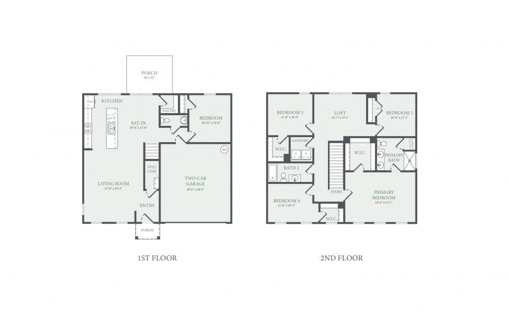 McDowell - 5 bedroom floorplan layout with 2.5 baths and 2220 square feet. (2D)