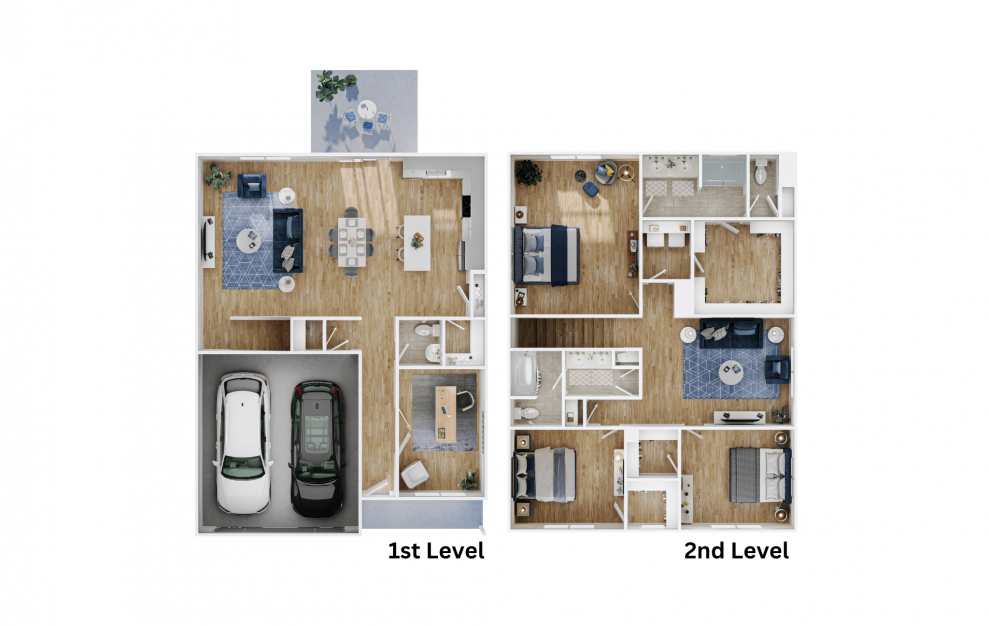 Meriwether - 3 bedroom floorplan layout with 2.5 baths and 2230 square feet. (Floor Plan / 3D)