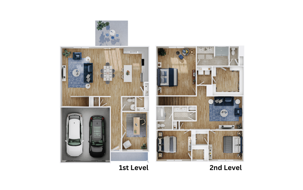 Meriwether - 3 bedroom floorplan layout with 2.5 bathrooms and 2230 square feet (Floor Plan
, 3D)