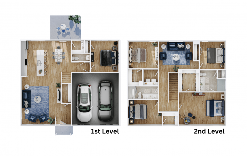 McDowell - 5 bedroom floorplan layout with 2.5 baths and 2220 square feet. (Floor Plan / 3D)